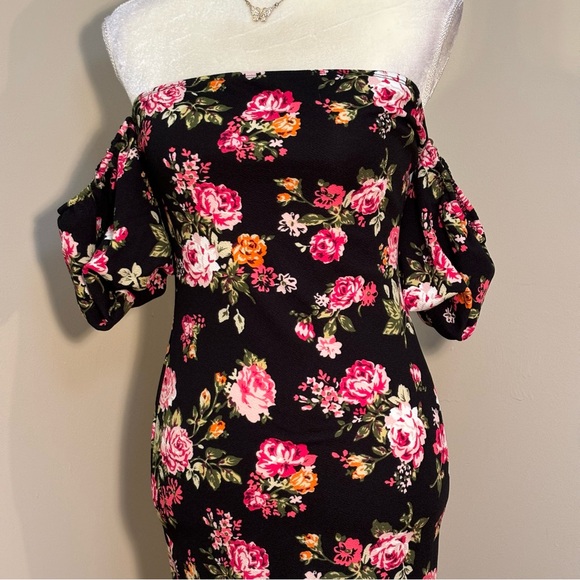 NWT SHEIN Modely Floral Off Shoulder Wiggle Dress M - Picture 5 of 7